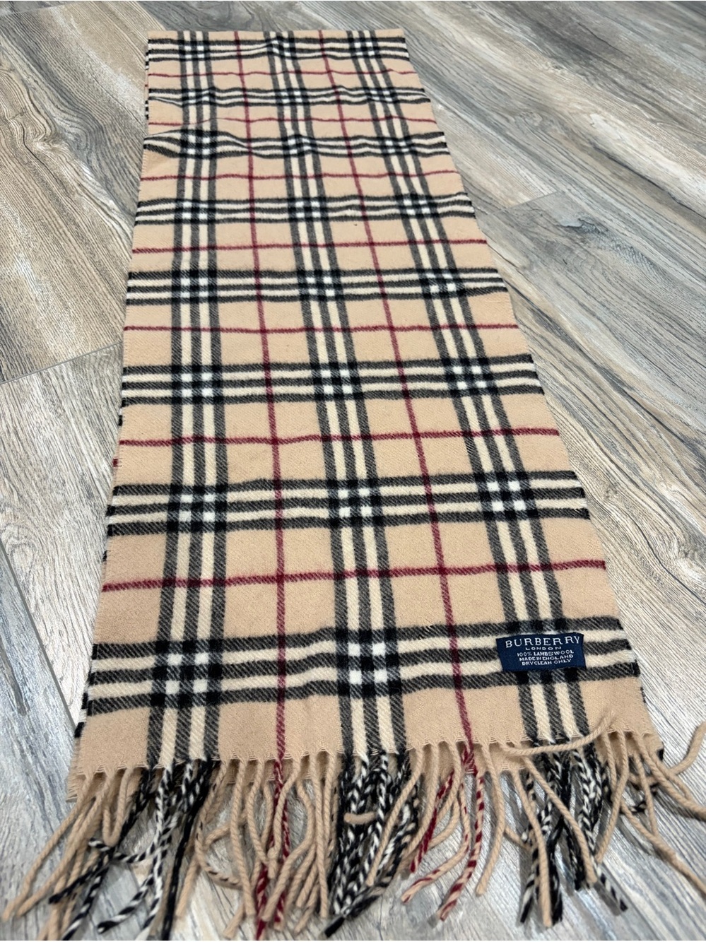 Burberry Beige, Black & Red Classic Check Scarf